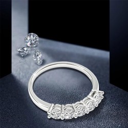 Moissanite ring for women S925 ring five diamond princess row crown ring cross-border foreign trade jewelry factory wholesale