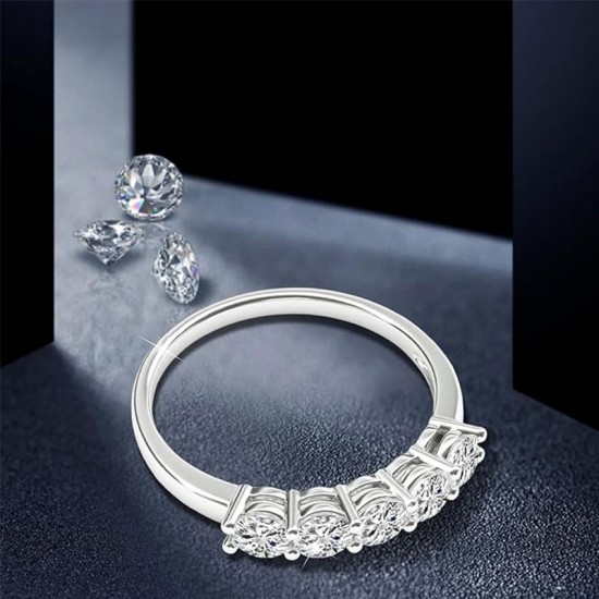 Moissanite ring for women S925 ring five diamond princess row crown ring cross-border foreign trade jewelry factory wholesale