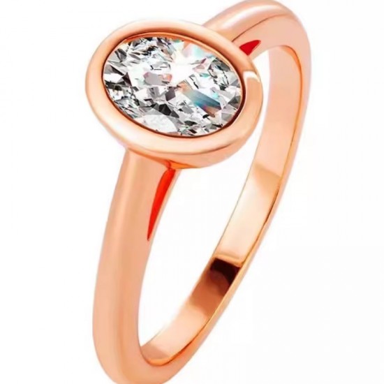 Sterling silver S925 pigeon egg 1 carat moissanite diamond ring rose gold cross-border hot selling thick gold plated non-fading batch