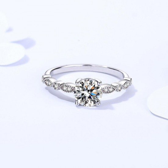 S925 silver moissanite colored diamond 1 carat four-claw stacked ring cross-border best-selling source spot wholesale diamond ring
