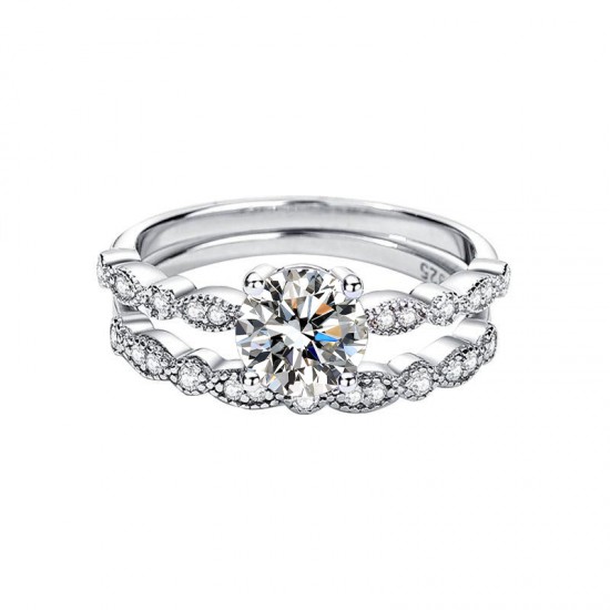 S925 silver moissanite colored diamond 1 carat four-claw stacked ring cross-border best-selling source spot wholesale diamond ring