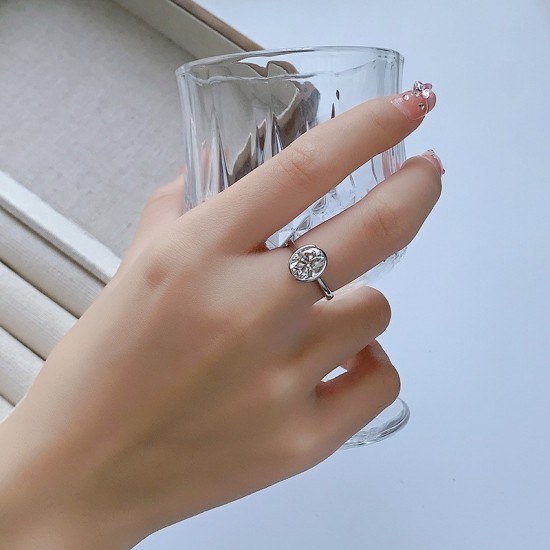 Moissanite sterling silver S925 special-shaped diamond ring love egg-shaped pillow-shaped 2 carat simple high-end diamond ring heavy industry