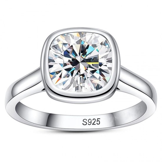 Moissanite sterling silver S925 special-shaped diamond ring love egg-shaped pillow-shaped 2 carat simple high-end diamond ring heavy industry