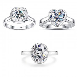 Moissanite sterling silver S925 special-shaped diamond ring love egg-shaped pillow-shaped 2 carat simple high-end diamond ring heavy industry