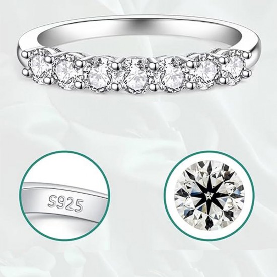 Sterling silver s925 moissanite seven-star row ring stacked bridal accessories light luxury moissanite ring 18k platinum quality