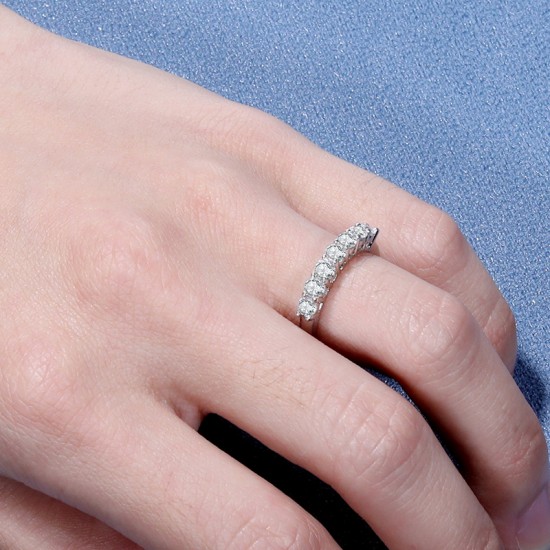 Sterling silver s925 moissanite seven-star row ring stacked bridal accessories light luxury moissanite ring 18k platinum quality