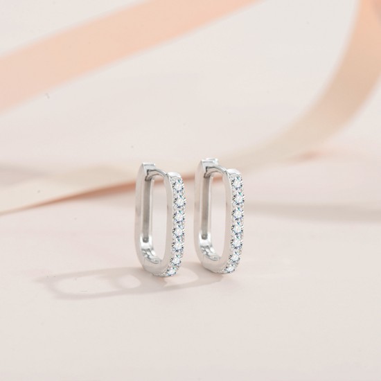Sterling silver S925 moissanite square earrings, high-end, exquisite and fashionable, high-end moissanite earrings, thick gold-plated and non-fading