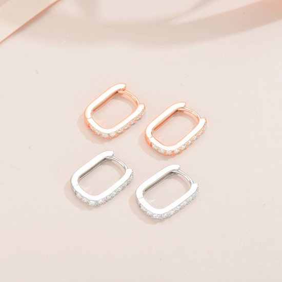 Sterling silver S925 moissanite square earrings, high-end, exquisite and fashionable, high-end moissanite earrings, thick gold-plated and non-fading
