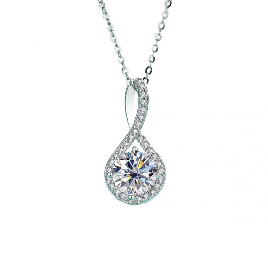 Cross-border sterling silver S925 moissanite necklace 2 carat 8-shaped shape ladies diamond pendant D color VVS1