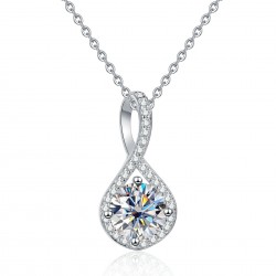 Cross-border sterling silver S925 moissanite necklace 2 carat 8-shaped shape ladies diamond pendant D color VVS1
