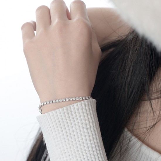 Sterling silver S925 moissanite tennis bracelet European and American beauty hip-hop silver tennis chain tennis does not fade high street