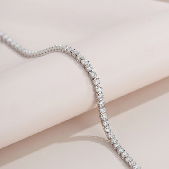 Sterling silver S925 moissanite tennis bracelet European and American beauty hip-hop silver tennis chain tennis does not fade high street