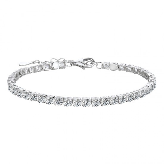 Sterling silver S925 moissanite tennis bracelet European and American beauty hip-hop silver tennis chain tennis does not fade high street