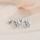 Sterling silver S925 threaded earrings, sparkling moissanite 30 points, classic six-claw inlaid moissanite in-wind screw earrings