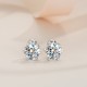 Sterling silver S925 threaded earrings, sparkling moissanite 30 points, classic six-claw inlaid moissanite in-wind screw earrings