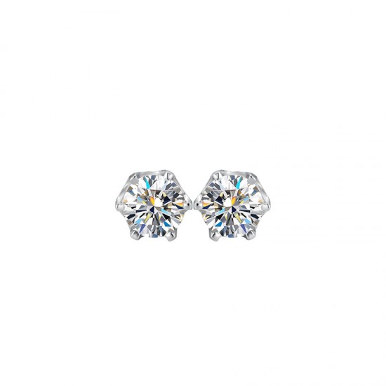 Sterling silver S925 threaded earrings, sparkling moissanite 30 points, classic six-claw inlaid moissanite in-wind screw earrings