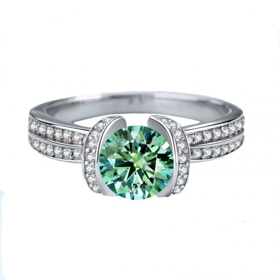 Sterling silver S925 moissanite 1 carat studded diamond ring European and American cross-border hot selling heavy industry diamond ring fashion wholesale