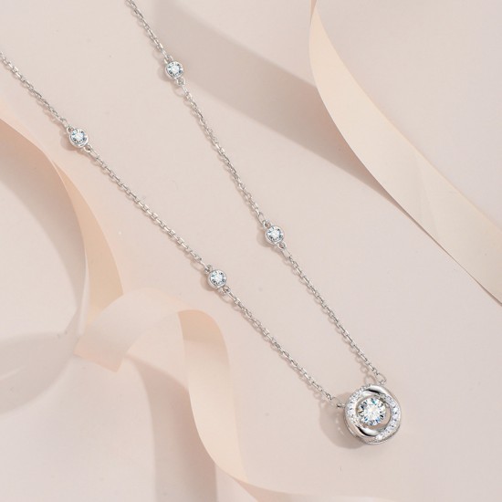 Sterling Silver S925 Beating Heart Moissanite Necklace Three Seconds Heartbeat Women's Sweet Light Luxury Style Clavicle Chain Light Luxury Style